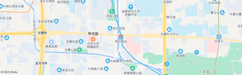 北京西钓鱼台(西行)_公交站地图_北京公交_妙搜公交查询2024