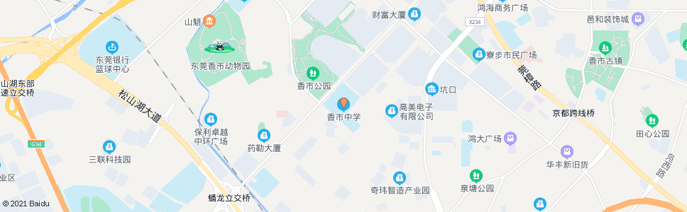 东莞香市中学①_公交站地图_东莞公交_妙搜公交查询2024