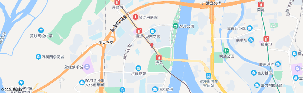 广州金沙洲大桥西_公交站地图_广州公交_妙搜公交查询2024