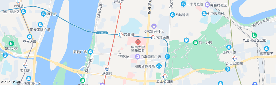 长沙湘雅路西口_公交站地图_长沙公交_妙搜公交查询2024