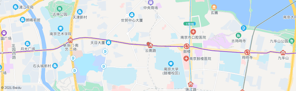 南京北京西路云南路_公交站地图_南京公交_妙搜公交查询2024