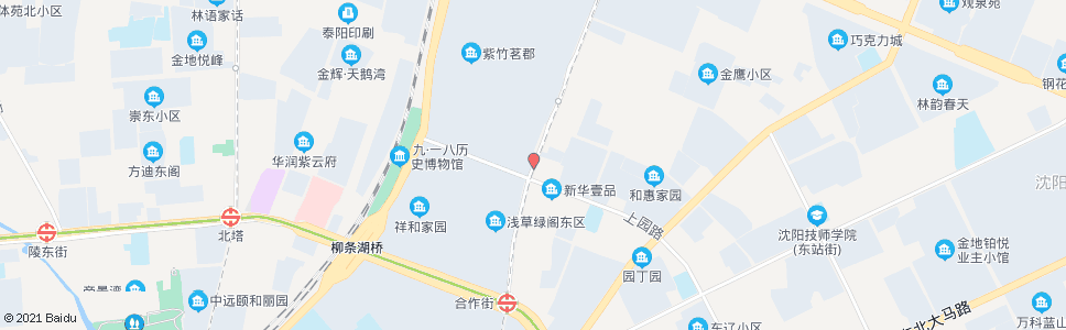 沈阳合作街上园路_公交站地图_沈阳公交_妙搜公交查询2024