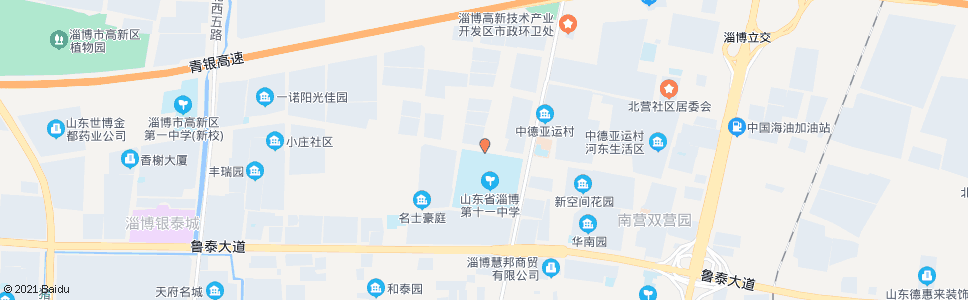 淄博市第十一中学北门_公交站地图_淄博公交_妙搜公交查询2024