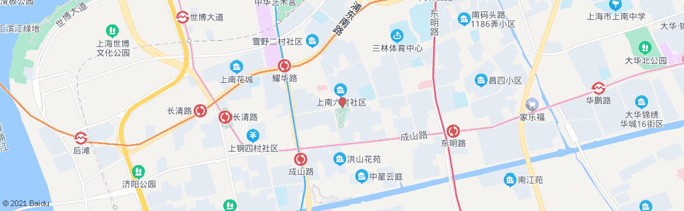 上海上南七村(昌里路洪山路)_公交站地图_上海公交_妙搜公交查询2024