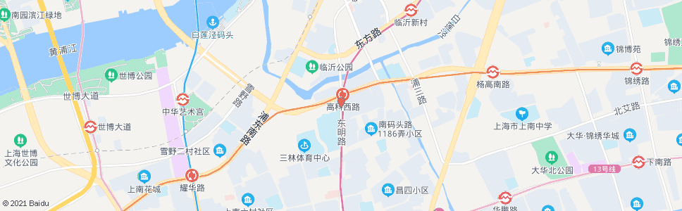 上海东明路高科西路_公交站地图_上海公交_妙搜公交查询2024