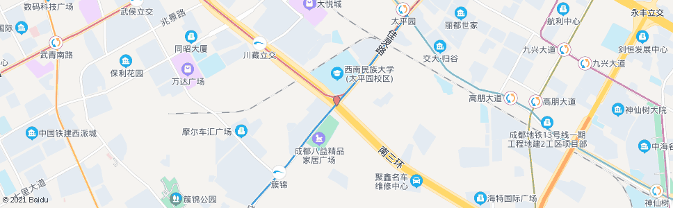 成都三环川藏立交西内侧_公交站地图_成都公交_妙搜公交查询2024