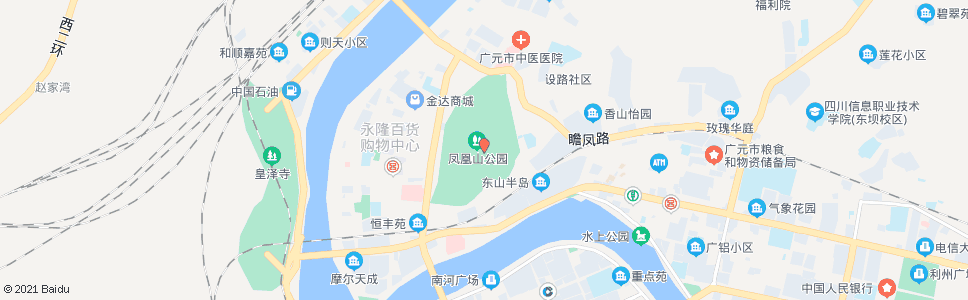 广元市场街(商业步行街)(凤凰山公园)_公交站地图_广元公交_妙搜公交查询2024