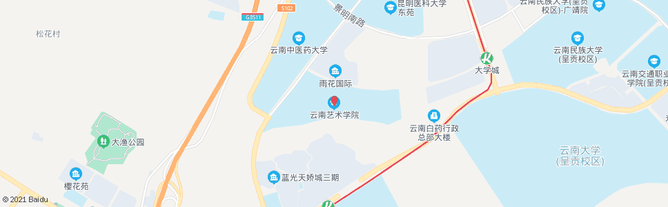 昆明月华街(云南艺术学院)_公交站地图_昆明公交_妙搜公交查询2024