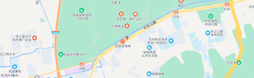 杭州西溪湿地周家村(brt)_公交站地图_杭州公交_妙搜公交查询2024